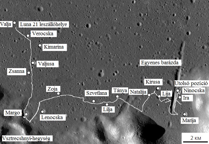 Lunohod 2 útvonala